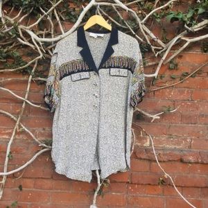VINTAGE 80s Oversized Button Down Top